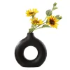 Racks Nordic Vase Circular Hollow Ceramic Donuts Flower Pot Home Living Room Decoration Accessories Interior Office Desktop Decor Gift