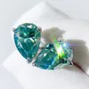 Mannen Vrouwen Fancy Sieraden Wit Vergulde Groen Blauwe Moissanite Diamanten Oorbellen voor Meisjes Vrouwen Leuk Cadeau