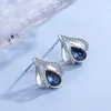 Boucles d'oreilles PONYKISS Vintage 925 en argent Sterling goutte d'eau bleu profond Zircon pour les femmes fête Chic bijoux fins