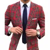 Fi Scottish Plaid Hommes Costumes pour mariage Groom Tuxedos Slim Fit Peaked Revers Costume masculin 2 pièces Blazer avec pantalon 2023 D2FY #