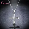 Chains Trendy Clear Cross Pendant Neklaces For Women 925 Sterling Silver Weddding Party Jewelry Accessory Necklace