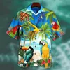 Męskie hawajskie koszule Parrot Print koszula dla mężczyzn Summer Short Shor-Down Kołnierz Streetwear Lose Vacati Beachwear Camisa P1ds#