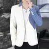 Koreanische Fi Patchwork Anzug Jacke für Männer 2024 Frühling Slim Fit Casual Busin Blazer Straße Tragen Soziale Hochzeit Dr Mäntel G3H8 #