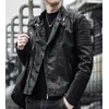 Herren-Leder-Kunstleder, Markenkleidung, Herren-Slim-Fit-Jacke, modische einfarbige Motorrad-Winterjacken, Chaqueta Hombre, winddichter schwarzer Ledermantel 240330