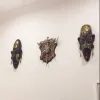 Skulpturen Zakka 3D handgemaltes Kunsthandwerk Geschenk Persönlichkeit Retro afrikanische Masken Metope Wandbehang Dekor für Zuhause Wohnzimmer Bar Ornament