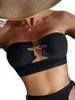 Canottiere da donna Top bikini sexy con scavatura Y2k Canotta senza spalline senza maniche in tinta unita alla moda