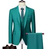 Män Slim Busin Casual Suits Dr Three-Piece Set Jacket Pants Vest / Man Wedding Groom Blazer Coat byxor WaistCoat 87lo#