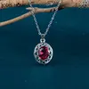 Pingentes joiashome na moda prata 925 jóias pingente colar para mulheres oval pedra preciosa rubi esmeralda cor feminina moda clavícula corrente