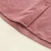 Blouses Femmes Chemisier en velours côtelé Femmes élégant à manches longues rose solide dessus de chemise pour vêtements coréens élégants dames 2024 Y2k vêtements