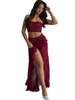 Bademode Rock Cover-up 2 Stück Set Frauen Crop Tops Und Maxi Badeanzug Mode Solide Hohl Sexy Strand Cover up Outfits