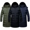 2022 Nya FI Men Winter Jacket Black Blue Army Green Thicken Super Warm Down Cotar Kära pappa Coat Hooded Collar LG Parkas Q21P#