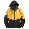 Herrenjacke Frühling und Herbst mit Kapuze dünne Jacken Hip Hop Streetwear Männlicher Freizeitmantel Gelbe Windjacke Oberbekleidung Sportbekleidung n70a #