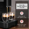 Macchina per caffè espresso completamente automatica Milpoog WS-320 con macinacaffè, touch screen, 4 varietà di caffè per casa e ufficio, Nero