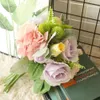 För simuleringsgrupp Artificial Silk Flowers Wedding Bride Bouquet Home Decoration Accessories Fake Flower Wreath