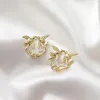 Dangle Chandelier Earrings Biyiniao Lianli Branch Chinese Style Simple Hollow Geometry Resin Bird Light Luxury Plating Drop Delivery J Otkz6