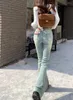 Jeans femininos benuynffy y2k vintage azul flare moda rua estilo cintura baixa 90s meninas coreano estiramento magro denim calças compridas