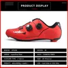 Sapatos de ciclismo upline carbono estrada das mulheres dos homens bicicleta ultraleve tênis auto-bloqueio profissional respirável vermelho