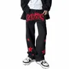 houzhou Y2K Jeans Men Embroidery Denim Pants Star Red Print Black Trousers Male Streetwear Hip Hop Casual Vintage Plus Size 4XL C3Do#