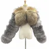 Missjanefur 2022 New Fur Coat Women Cropped Luxury Real Sier Fox Fur Jacket fi温かいカスタムナチュラルラクコファー冬D8kg＃