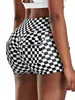 printed Shorts With Pocket Women High Waist Skinny Yoga Shorts Fi Checkered Scrunch Butt Leggins Gym Workout Clothes Female g3vZ#