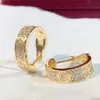 Love Earrings Sterling Silver Women Men Diamonds Clasp Stud Rose Gold Fashion Jewelry Cryatal 18K Original Round Luxury Anime 2106211I