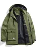 new Casual Jacket Men Multi-Pockets Outdoor Clothes Thin Thick Fleece Lined Hooded Windbreaker Zipper Coats Plus Size 7xl 8xl d3hD#