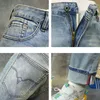 italiensk stil fi män jeans retro ljusblå stretch smal fit rippade jeans män vintage byxor designer denim byxor hombre q2oc#