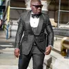 black Check Dots Slim Fit Men Suits For Wedding 3 Piece African Groom Tuxedo Custom Man Fi Jacket Vest Pants 2023 B8lm#