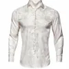 Barry.wang Luxe Blanc Paisley Soie Chemises Hommes Lg Manches Casual Fr Chemises Pour Hommes Designer Fit Dr Chemise BY-0075 S99H #