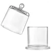 Ljushållare Candy Containers Glass Cube Jar Cups Decor Butter Wax Holder Transparent Home