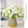 Fiori decorativi Arredamento per caffetteria Bouquet di peonie artificiali Seta finta regalo di San Valentino Simulazione Fiore bianco Fantasia peonia floreale