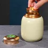 Storage Bottles Double Layer Alloy Sealed Jar Porcelain Tea Tank Moisture-proof Coffee Candy Travel Mini Portable Decoration