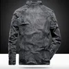 Höst- och vintermän denim Jackets Men's Fi Light Blue Printed Casual Shirts Denim Black Denim Jackets 959U#