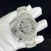 Premium luxe mode wit roze moissanite diamanten bezel aangepast horloge voor heren
