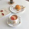 Cups Saucers Korean Ins Ceramic Cup And Saucer Set Fashion Kawaii Bear Afternoon Tea Cafe Cake Dessert Plate Cute Bowknot Milk Coffee Mug