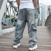 2021 Große Größe Lose Jeans Männer Denim Hosen Multi Tasche Gerade Baggy Casual Streetwear Hip Hop Marke Blau Breite Bein hosen H9DX #
