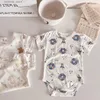 T-shirty 2024 Summer New Baby krótkie rękawe chłopiec chłopiec nowonarodzony cienki pusty kombinezon bawełniany niemowlę kreskówki