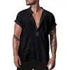 Camicia formale manica corta estiva Camicia elegante maschile Camicie di lino Camicette bianche larghe Camicie sociali Tasca uomo Casual Top Abbigliamento uomo r4ao #