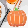 Flatware Sets 25 Pcs Disposable Tablecloth Gathering Pumpkin Plate Festival Dinner Cutlery Spoon Party Paper Meal Cake