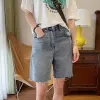 2024 Zomer Vrouwen Hoge Taille Wijde Pijpen Denim Shorts Broek Butt Casual Vrouwelijke Fi Streetwear Effen Kleur Stright Jeans Y15U #