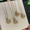 Top luxury fine designer jewelry V Gold Full Sky Star Womens Full Diamond Double Button Pendant Rose Gold Fashion Simple and Versatile Original 1to1 With Real Logo