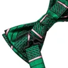 Noeuds papillon Hi-Tie Jacquard rayé vert papillon soie hommes cravate Hanky bouton de manchette pré-noué noeud papillon pour homme d'affaires fête de mariage en gros