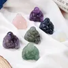 Dekorativa figurer handskårna Buddha-figur Natural Stone Maitreya för positivt