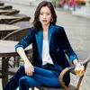 high Quality Veet Formal Uniform Designs Pantsuits Elegant Wine for Women Busin Work Wear Lg Sleeve Autumn Winter Blazers A0mP#