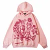 2024 Y2K Streetwear Pink Hoodie Sweatshirt rolig karto grafisk hoodie höst harajuku anime hooded pullover hip hop hipster x0x8#