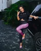 Yoga spårdräkter Designer Brand Women Letter Print Tight Short Sleeve T-shirt Slim Leggings Set High Quality Womens Outwears Clothes