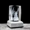 Sculptures 3D Guardian Angel Statue Laser Gravé Cristal Cube Figurines Bébé Baptême Faveurs Cadeaux Décoration de La Maison