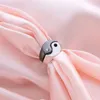 Cluster Rings 2Pcs Creative Yin Yang Gossip Ring Simple Metal Tai Chi Paired Set For Women Men Couple Friend Jewelry Gift