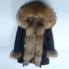 2022 Hommes Lg épais Parka surdimensionné col de fourrure de racco manteau de fourrure véritable doublure de fourrure de racco naturelle m neige vêtements d'extérieur veste d'hiver b7w2 #