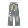 Women's Jeans REDDACHiC Star Y2k Women Baggy Bleached Blue Wash Pockets High Waist 90s Retro Skater Wide Pants Loose Fit Casual Trousers